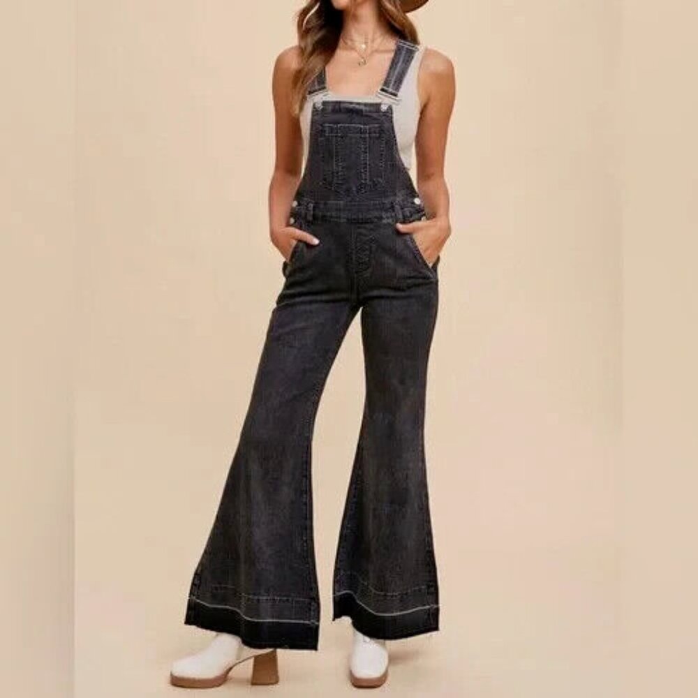 Women's Black Denim Overalls